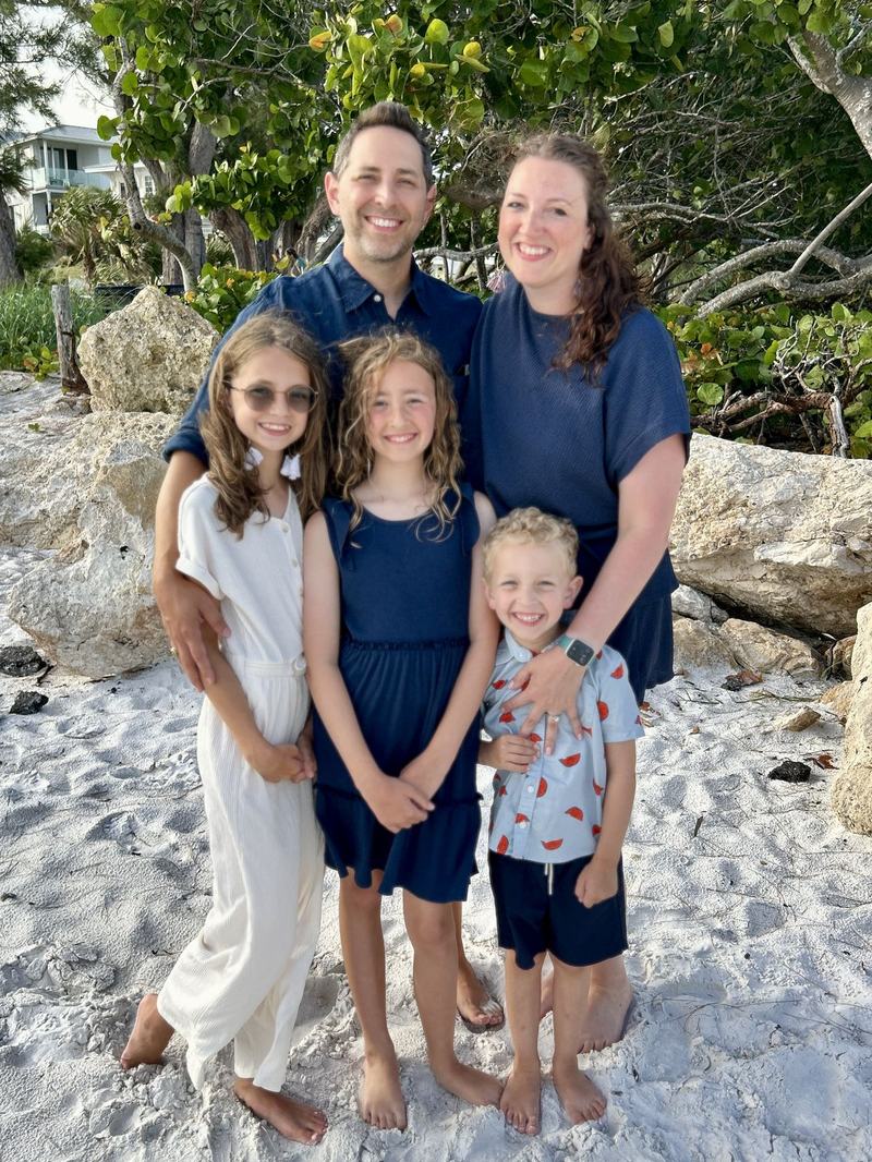 The Tsamouris family at the beach