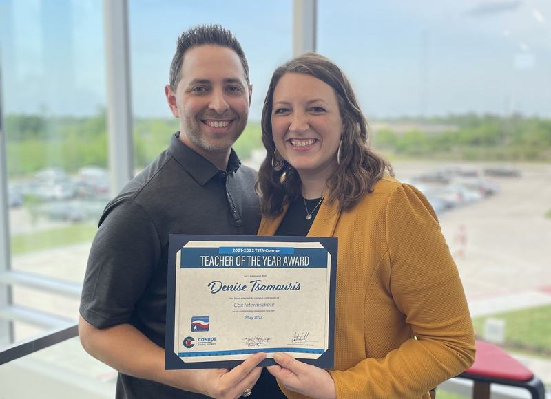 Denise receiving her Teacher of the Year award